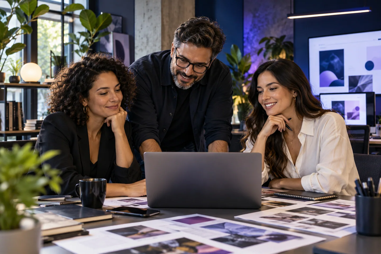 Ambiente de trabalho com profissionais