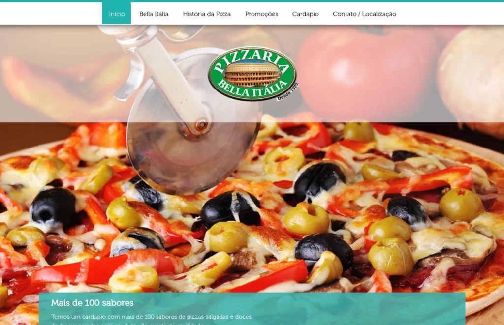Site desenvolvido para Pizzaria Bella Italia