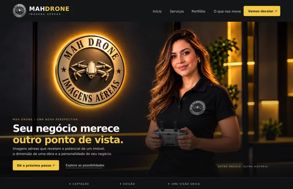 Site desenvolvido para MAH Drone Imagens Aéreas